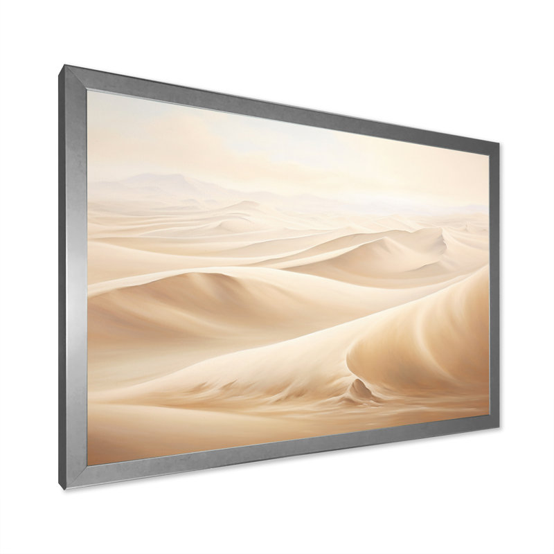 Minimalisme désert sables de sérénité III sur toile, H 16 po x l 32 po x P 1 po, Cadre photo argenté