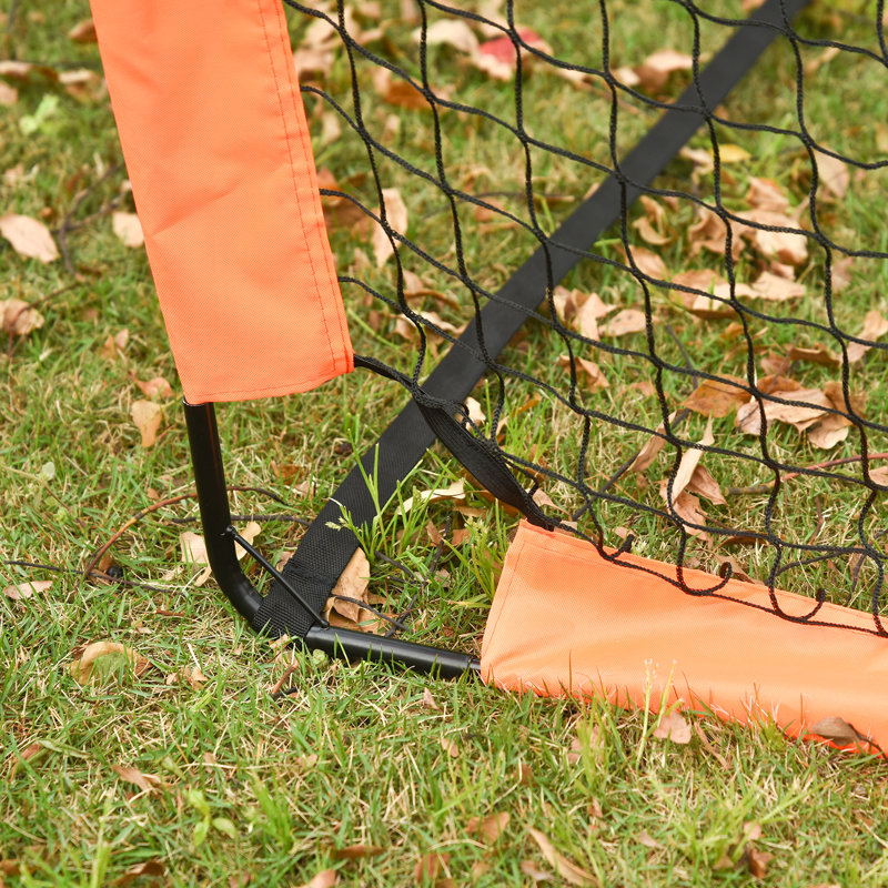 HOMCOM Steel Football Net with Carrying Case, Orange/Black