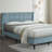 75.9'' W King Size Upholstered Platform Bed with Velvet Fabric & Square Tufted Headboard, Blue-1578582505