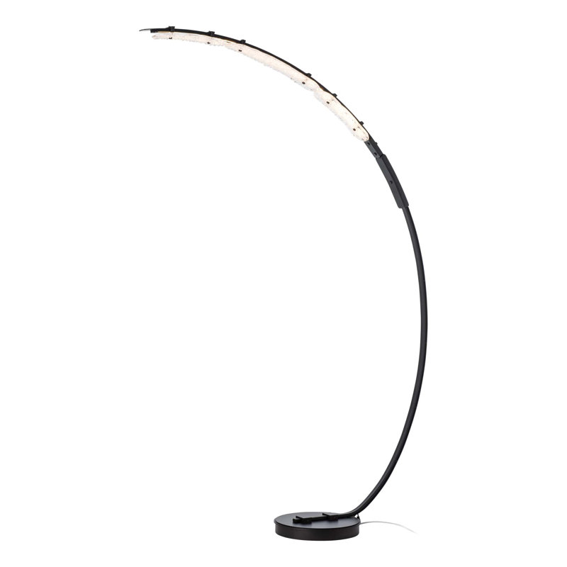 Lampe sur pied à DEL Glissade - abat-jour en verre transparent, Noir, noir, noir, noir