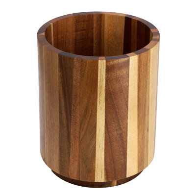 Porte-ustensiles rond en bois d'acacia