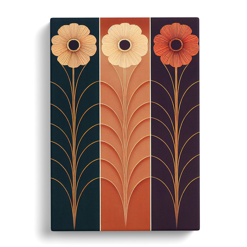 Retro Flowers No.1 - Wrapped Canvas, 50cm H x 35cm W x 3cm D