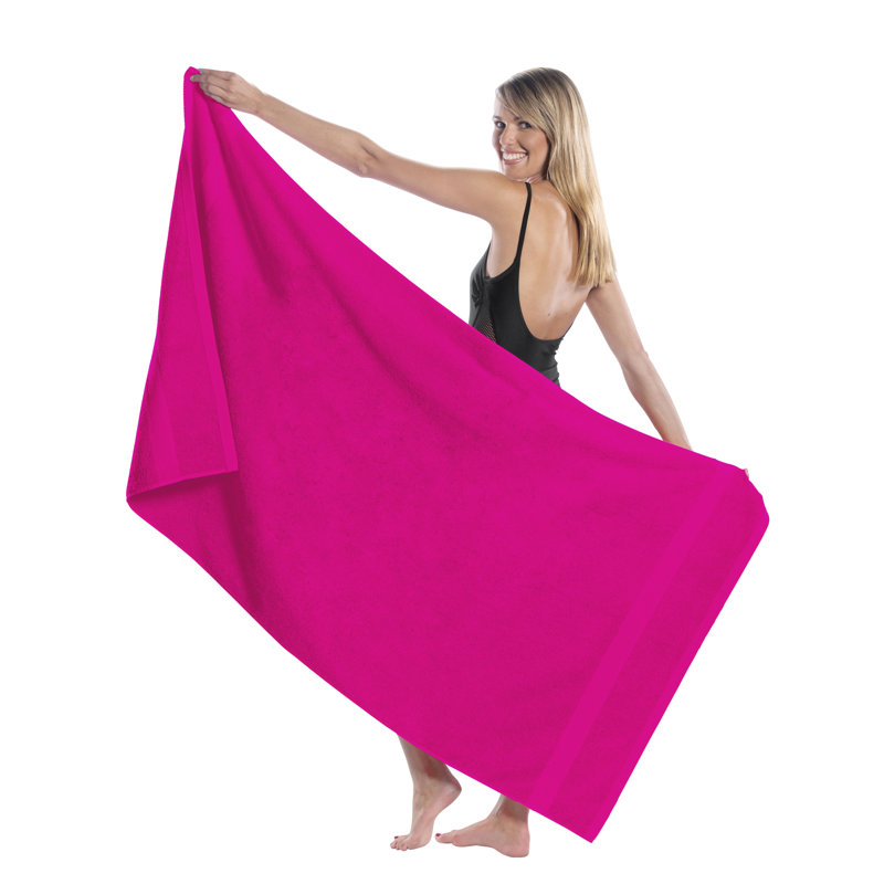 Annuziata 100% Cotton Midweight Beach Towel, Hot Pink