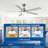 Stylish 52" Indoor Brushed Nickel Downrod Mount Ceiling Fan With LED Light,Reversible Motor and Remote Control-283176750-283176745-283176751