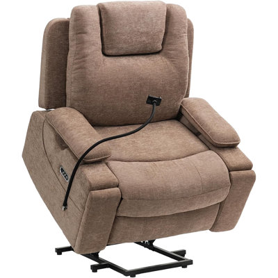  Fauteuil inclinable électrique surdimensionné pour personnes âgées, canapé inclinable électrique à deux moteurs, siège robuste de 350 lb avec accoudoirs 4D, positionnement à plat, ports USB, emplacement pour téléphone, rangement caché, brun