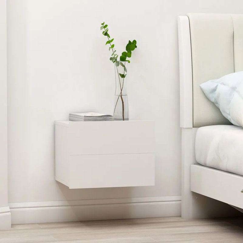 Aumiller 40cm W Manufactured Wood Bedside Table, White, 1