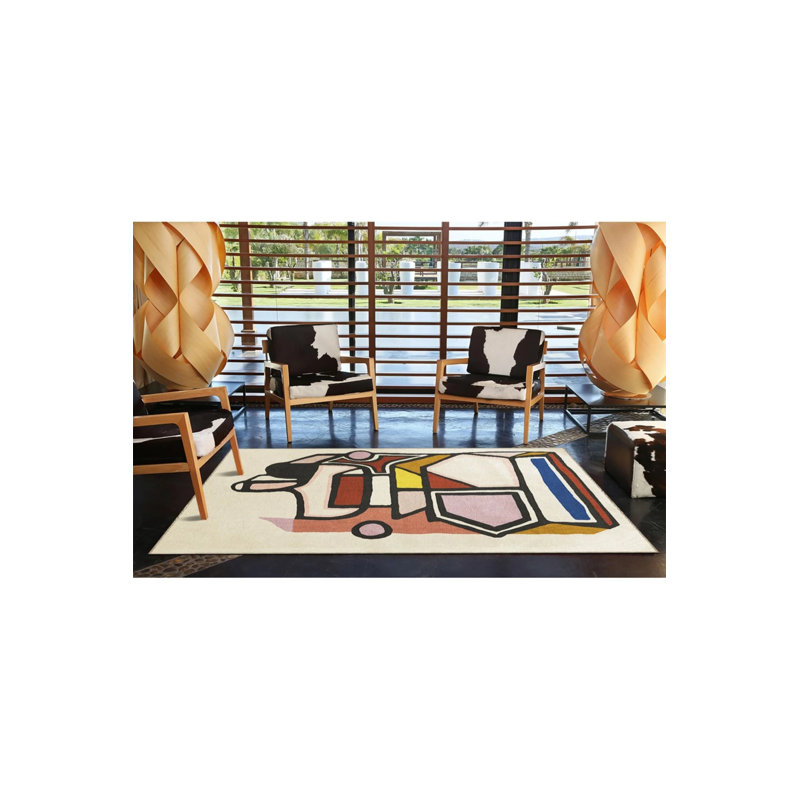 Multicolored Surrealist Design Figure Patterned Creative Modern Decorative Carpet, Rectangle 2'4" x 4'