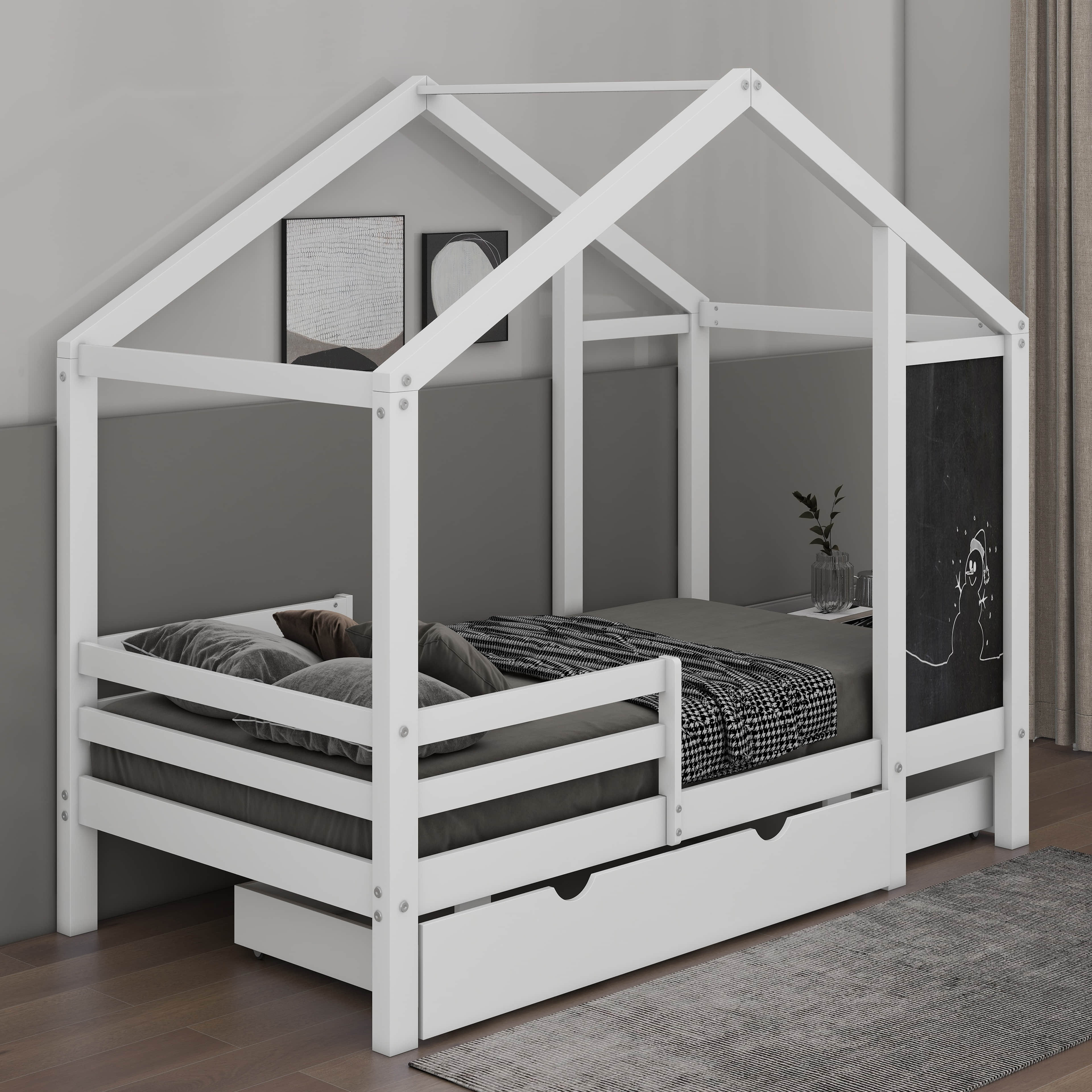 Harper Orchard House Bed With Blackboard And Drawers, Two Assembly