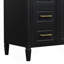 Meuble-lavabo de 36 pouces avec lavabo, meuble-lavabo simple noir à 4 tiroirs (1 tiroir rabattable), 2 portes et tablette réglable, armoire en bois de pin et en panneau de fibres à densité moyenne avec lavabo en céramique, charnières à fermeture en douceur-128990537