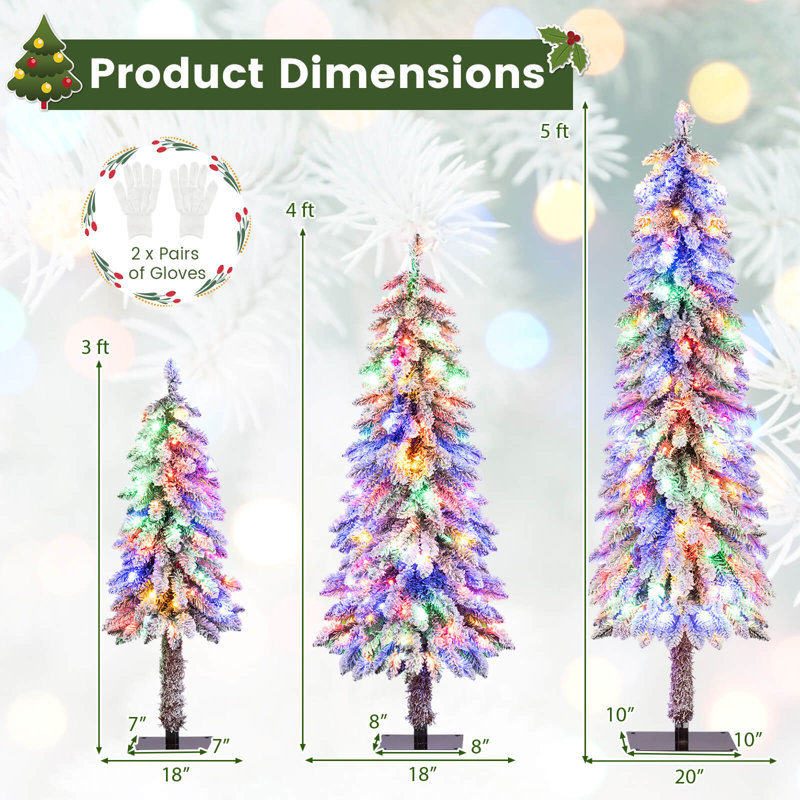 Ensemble de 3 arbres de Noël artificiels 3 pi 4 po 5 pi avec 115 +207 + 275 pointes de branches