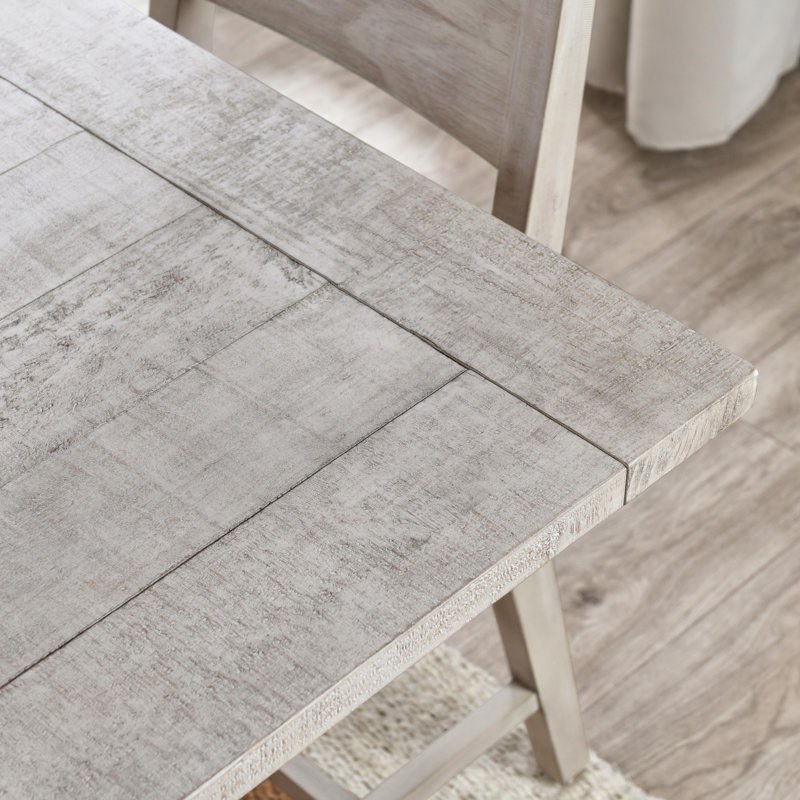 Driftwood Extendable Dining Table, Distressed Ivory