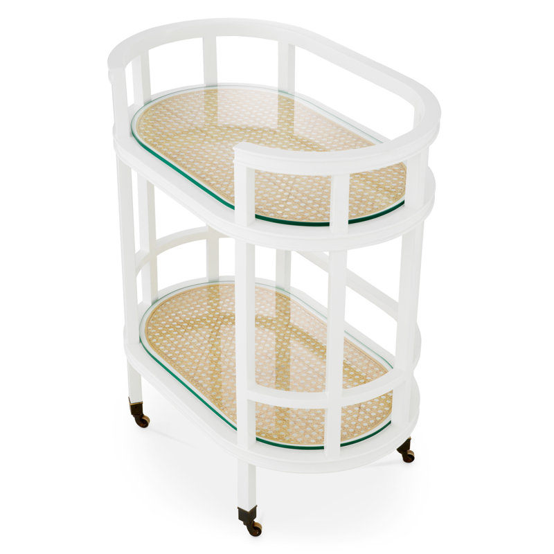 Trolley Bahamas Piano White Finish Natural Cane