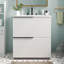 Meuble-lavabo de salle de bain avec lavabo en céramique et tiroirs pleine extension-422227525