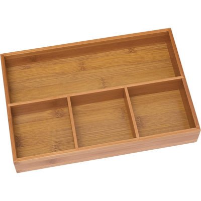 Bamboo Wood 4-Compartment Organizer Tray, 11 5/8" X 7 7/8" X 1 3/4"