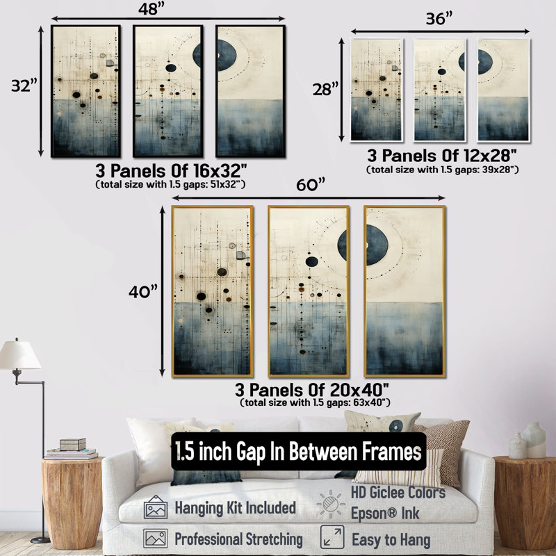 «Folk Religion Cosmic Ocean», ensemble d'art sur toile, Cadre flottant doré, H 32 po x l 48 po x P 1 po