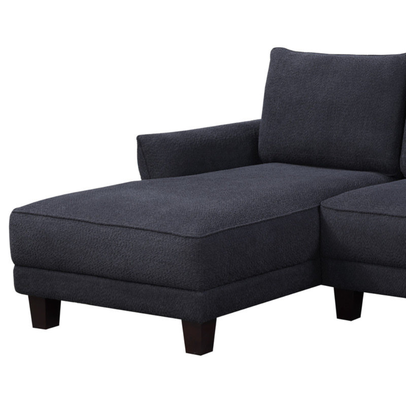 Canapé modulaire en sherpa noir de 96 po avec méridienne Belle