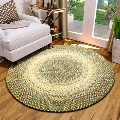 Tapis tressé vert forêt/beige Amabella