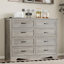 Commode 8 tiroirs, commode en bois moderne avec poignées en métal, conception anti-basculement, rangement robuste pour la chambre à coucher, le salon, le bureau personnel-754619368