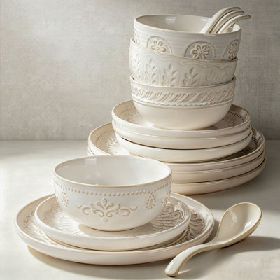 16-Piece Kiln Reactive Glaze Dinnerware Set for 4, Unique Food-Grade Ceramic, Microwave Dishwasher Freezer Safe, Wedding & Holiday Gift（Multiple Patterns）