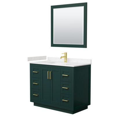 Miranda 42" Freestanding Single Bathroom Vanity with Cultured Marble Top with 34" Mirror