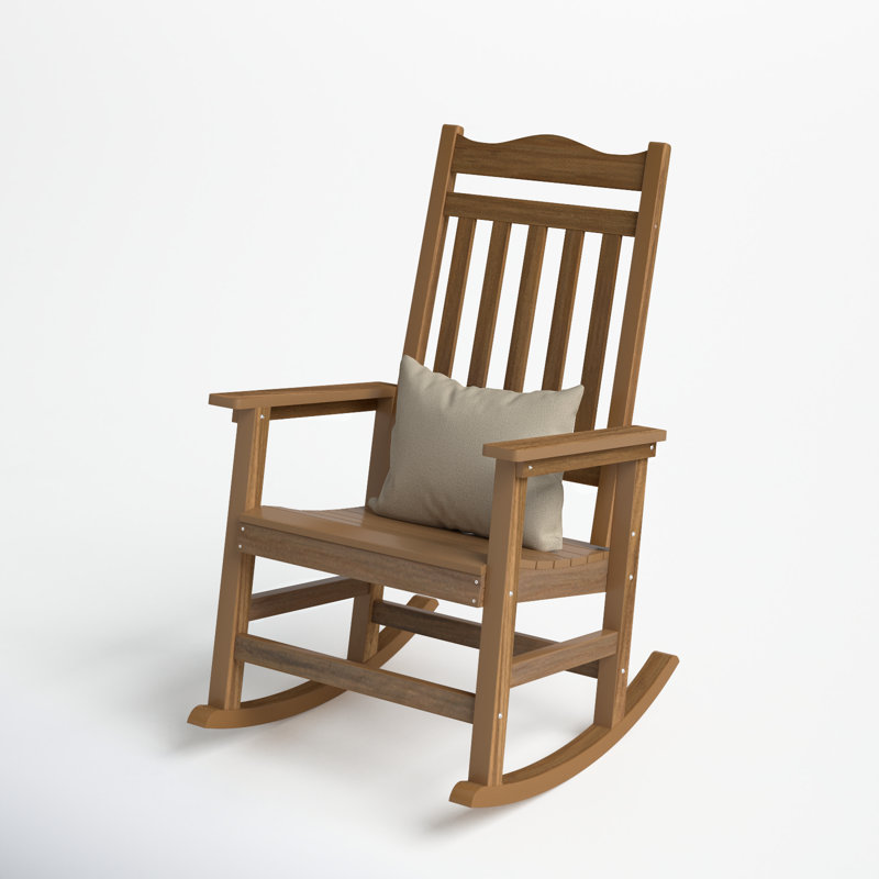 Chaise berçante d'extérieur en plastique avec coussins Allamon, Brun