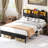 Yoobure Full Size Bed Frame With Headboard Metal Platform Bed With Led Lights And Charging Station,Wood Bed Frames With Footboard，Black-1599793791-1599793790