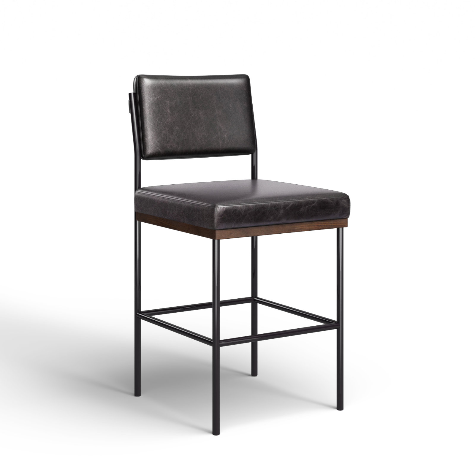 Popovich Stool, Sonoma Black/Genuine Leather, Bar Stool (30.3" Seat Height)