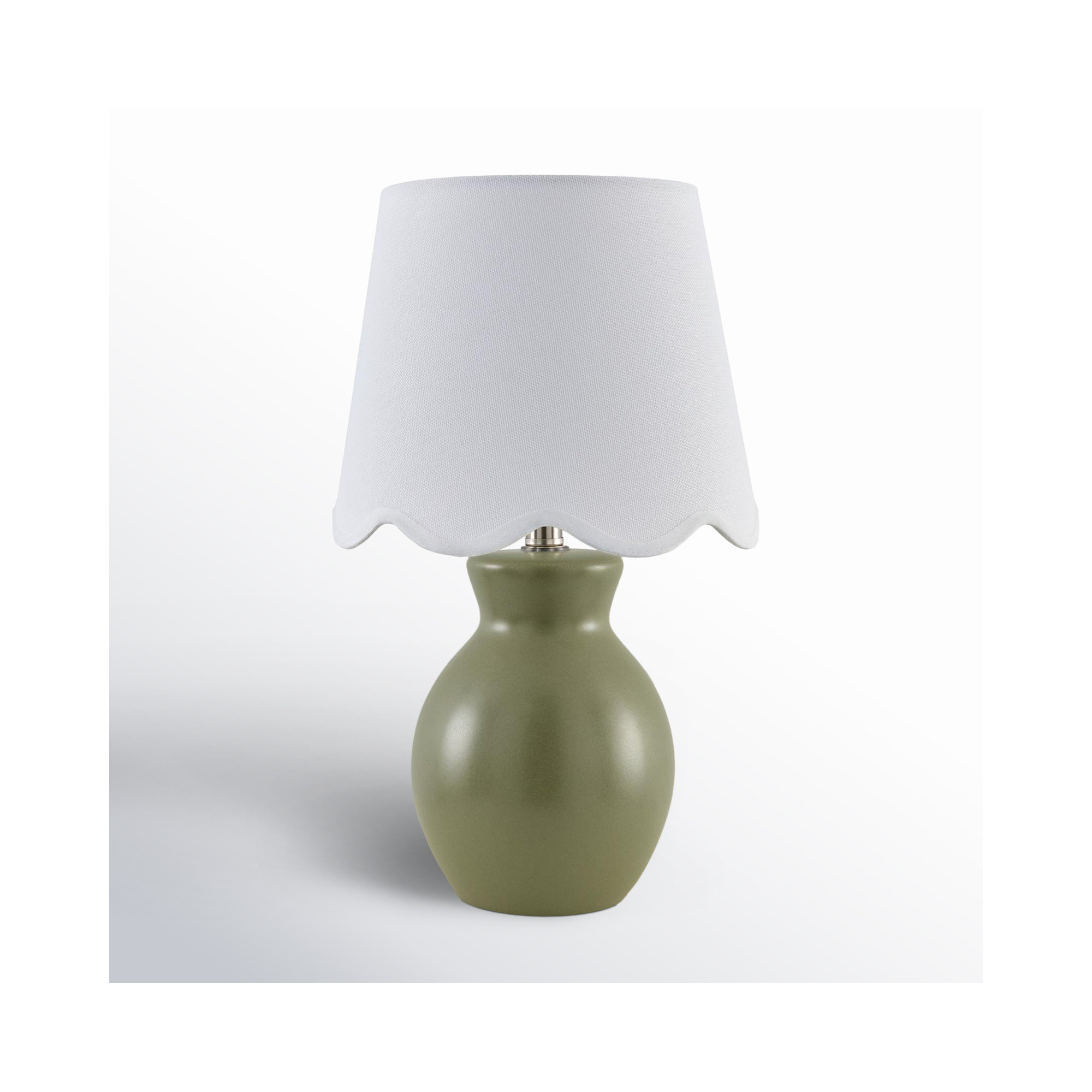 Momsen Scallop Shade Lamp, Khaki, 15"" H x 8"" W x 8"" D, White Twill