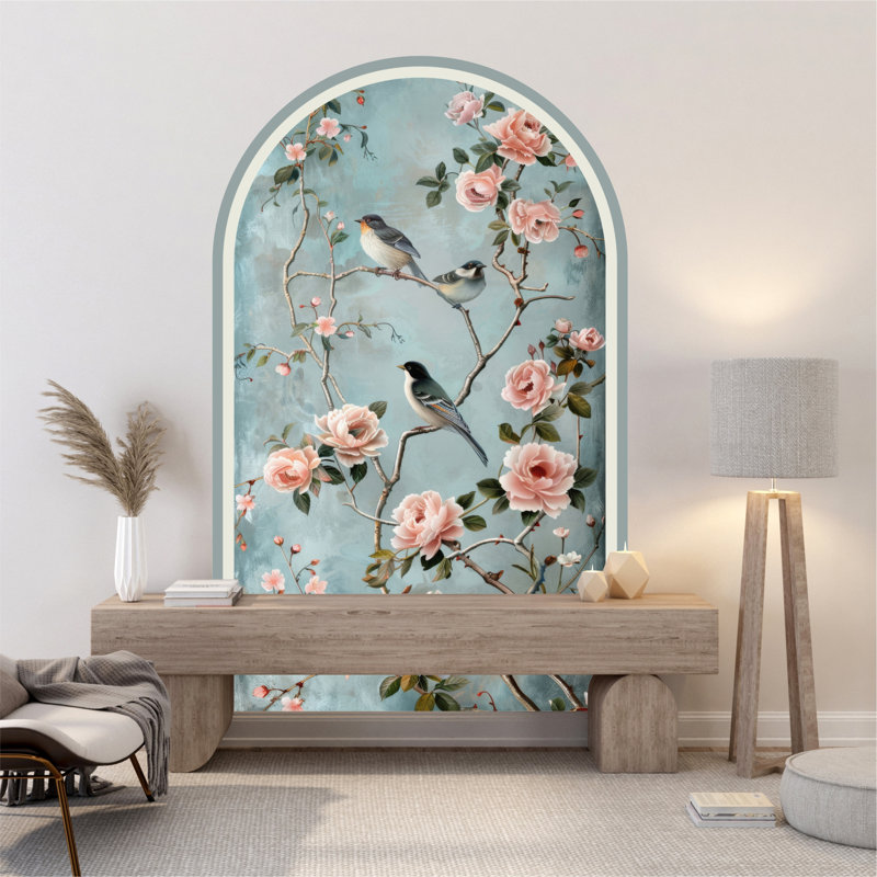 Papier peint adhésif chinois, autocollant botanique à peler et coller, H 85 po x l 48 po