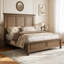 Grand lit en bois massif de 65 po de hauteur avec pieds romains, brun clair-1385690267-1397817800