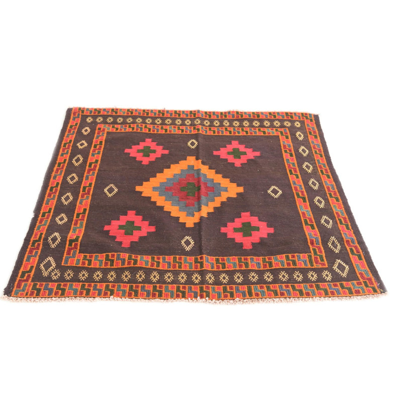 Tapis carré brun foncé Newsom