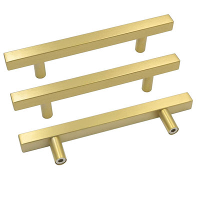 10 Pack Gold Cabinet Handles 6-1/4"(160mm) Brushed Brass Cabinet Pulls T Bar Drawer Pulls for Kitchen Cupboard & Drawer Hardware