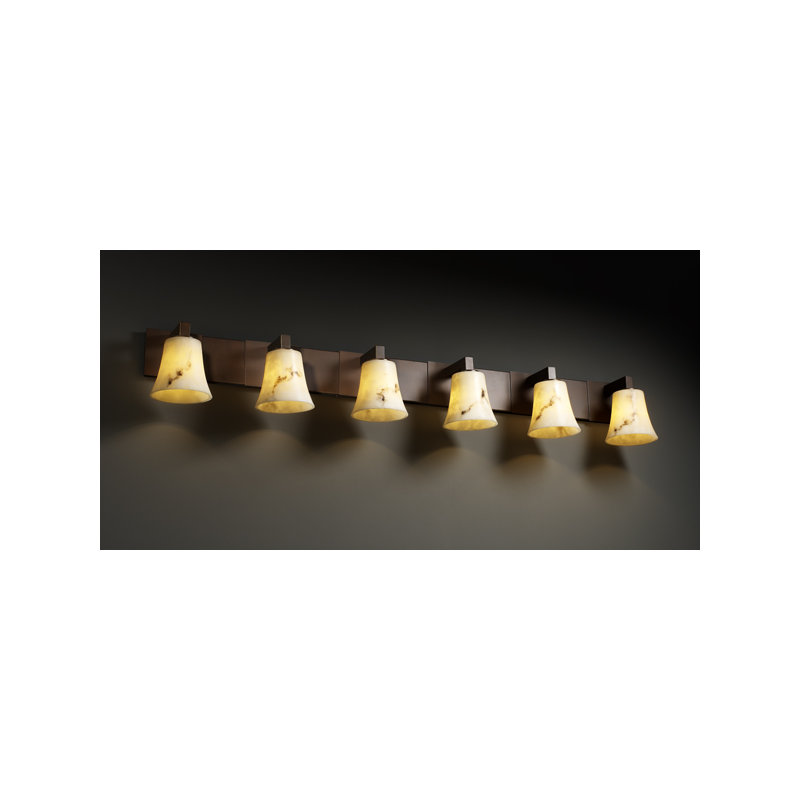 Éclairage modulaire pour meuble-lavabo 6 lumières LumenAria, Carré avec rebord plat, Bronze foncé