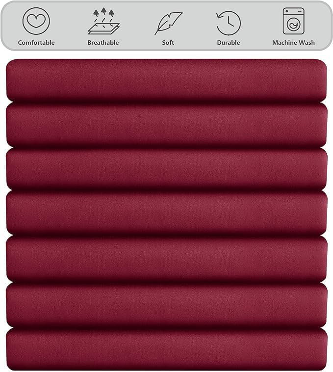 Ranarda Cotton Blend Percale Flat Sheet, Double (4'6), Red