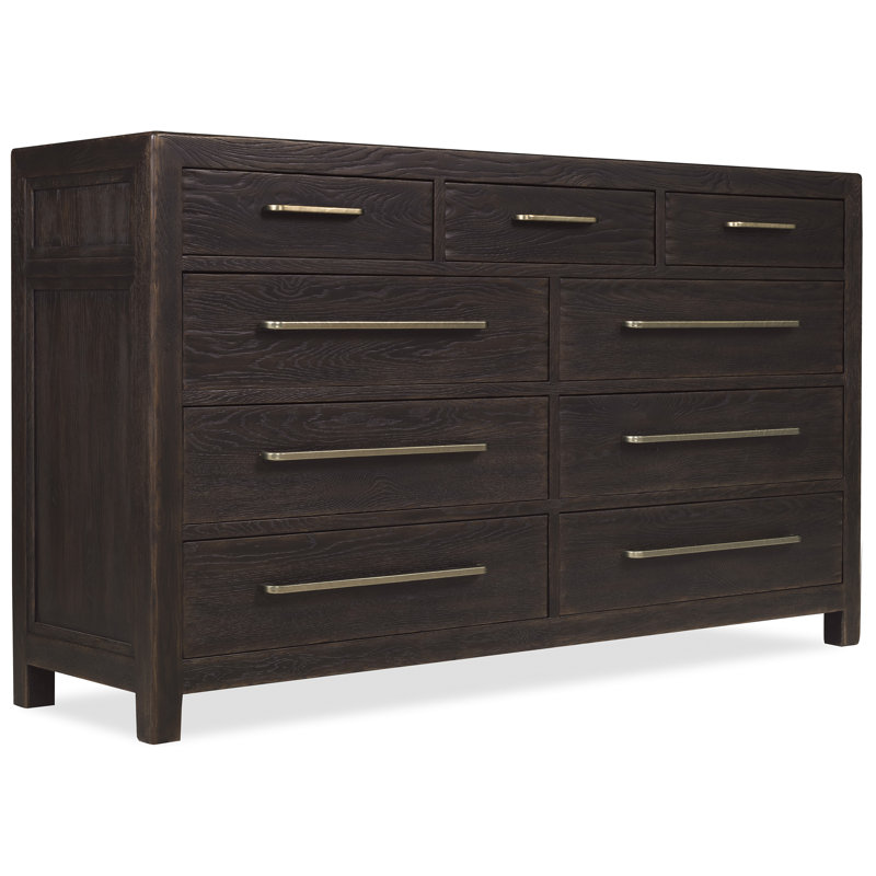 Commode à neuf tiroirs Driftwood, Marron foncé