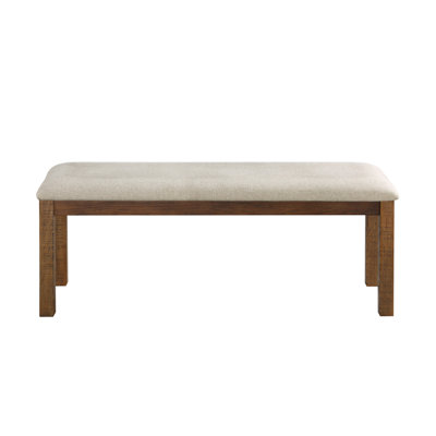 Brown Finish Dining Bench 1Pc Beige Upholstered Seat Transitional Kitchen Dining Room Furniture