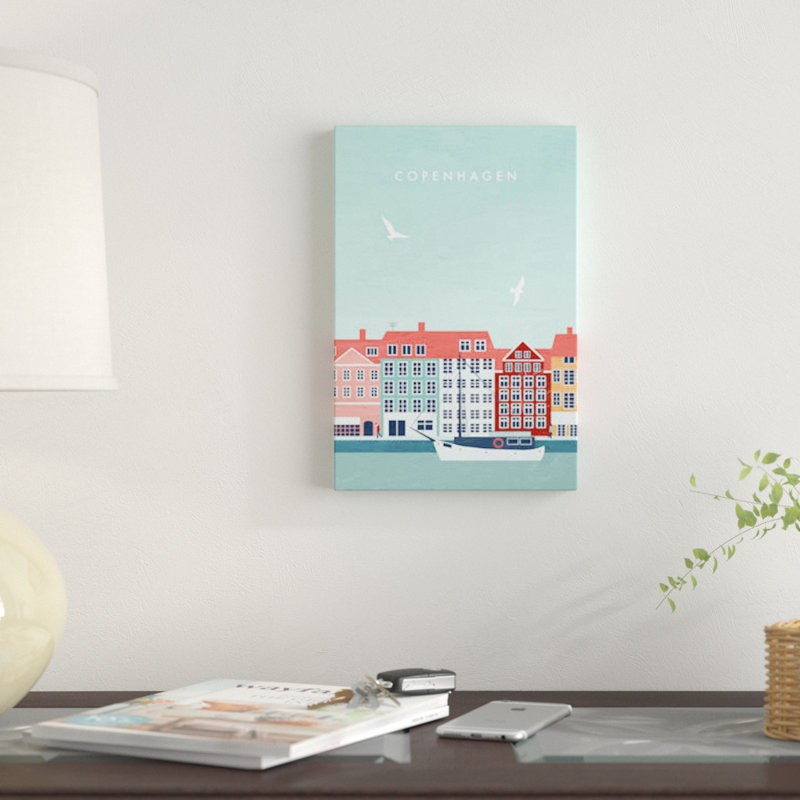 « copenhague », impression sur toile, H 26 po x l 18 po x P 1,5 po, Pas de tapis, Toile tendue