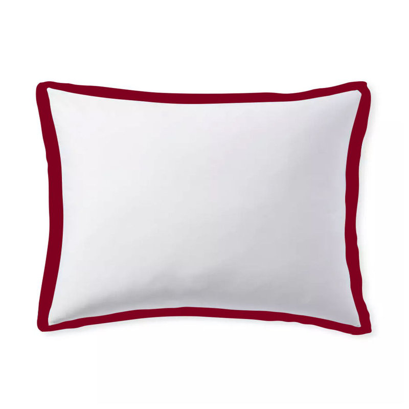 400TC Cotton Sateen Edge Border Frame Duvet Cover Set, Twin XL Duvet Cover + 2 Standard Shams, White/Burgundy