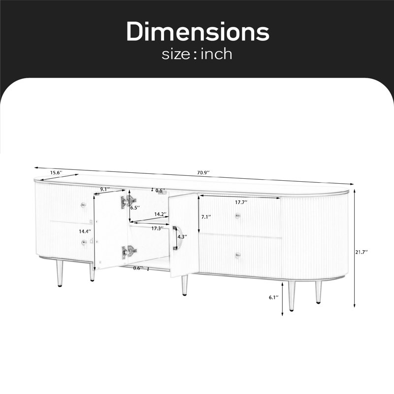 Crédence de rangement Juon 70,9 W, Blanc
