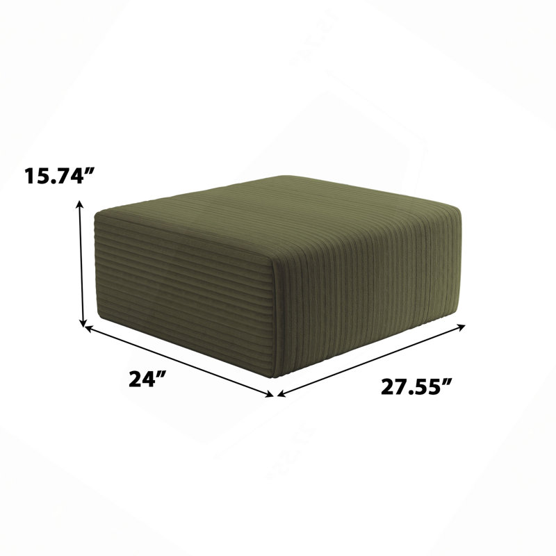 Repose-pieds surdimensionné de 27,55 po pour canapé, repose-pieds rembourré en velours côtelé avec mousse à mémoire de forme compressée, repose-pieds modulaire modulaire Cloud, aucun assemblage requis, combinaison à faire soi-même