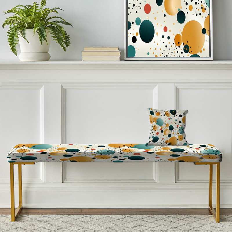 Banc rembourré or, Motif d'influence marocaine à pois I