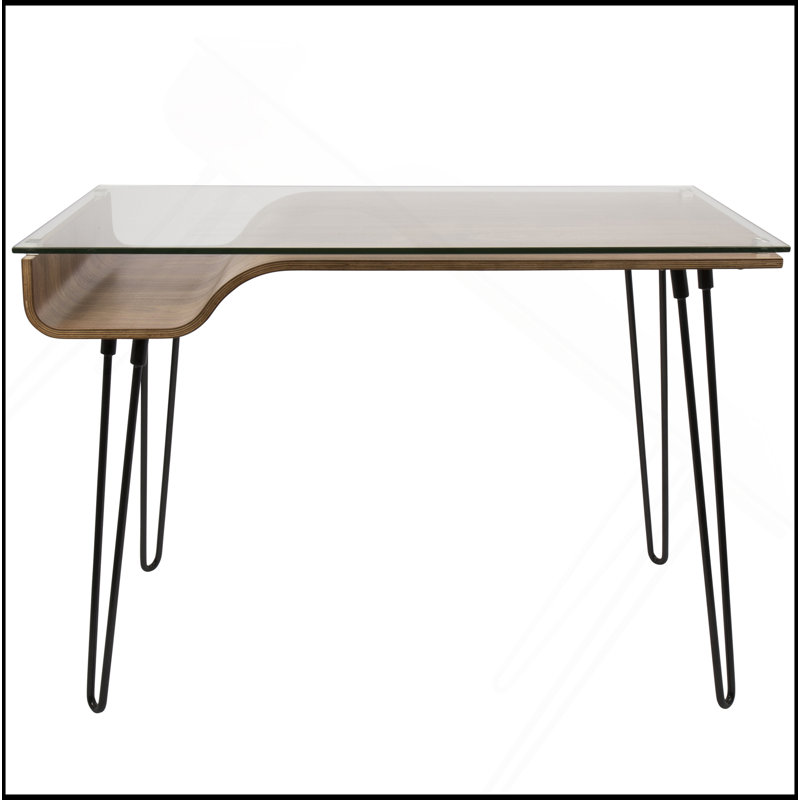 Bureau Mid-Century moderne en noyer, verre, par Lumisource
