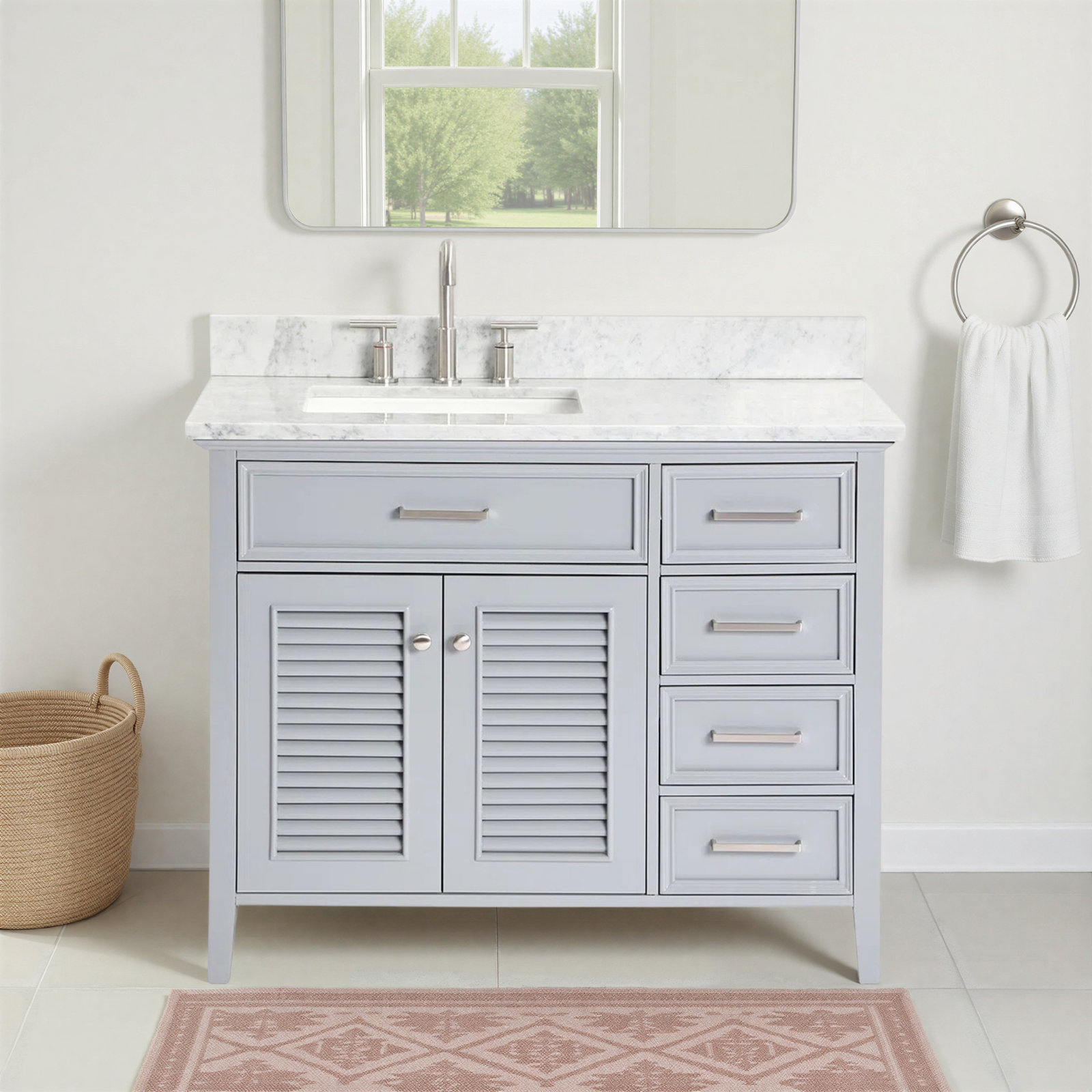 43'' Single Bathroom Vanity, Gray, Left