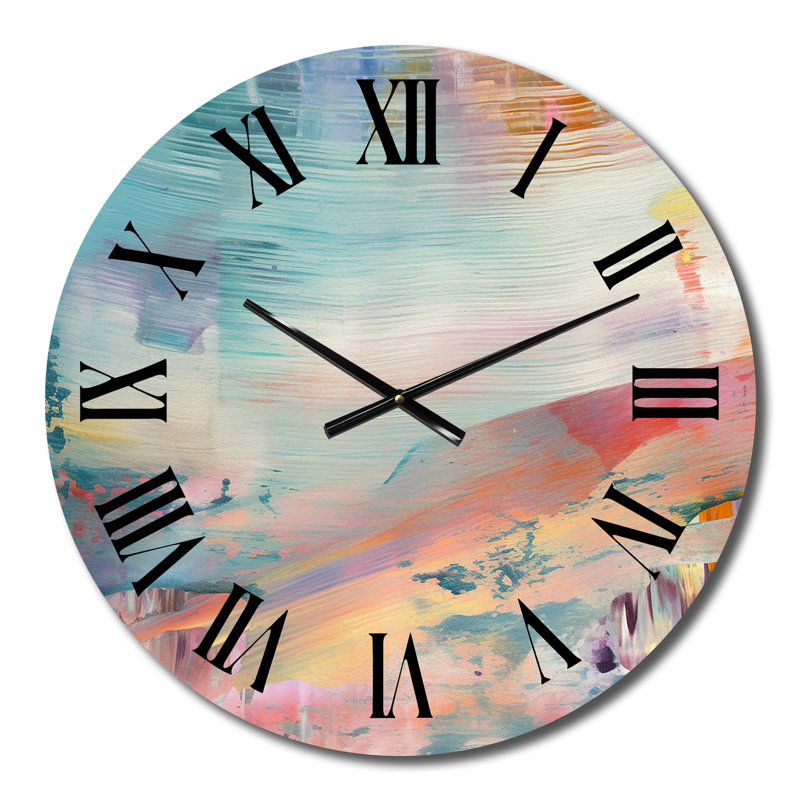 Horloge murale abstraite «Spring Miracles In Tender Retro Pastel I», Moyenne