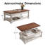 Table basse à plateau relevable rétro avec rangement pour le salon