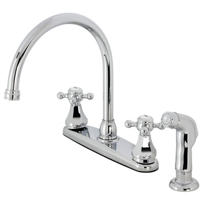 Kingston Brass Metropolitan Two-Handle 4-Hole 8" Centerset Kitchen Faucet with Side Sprayer