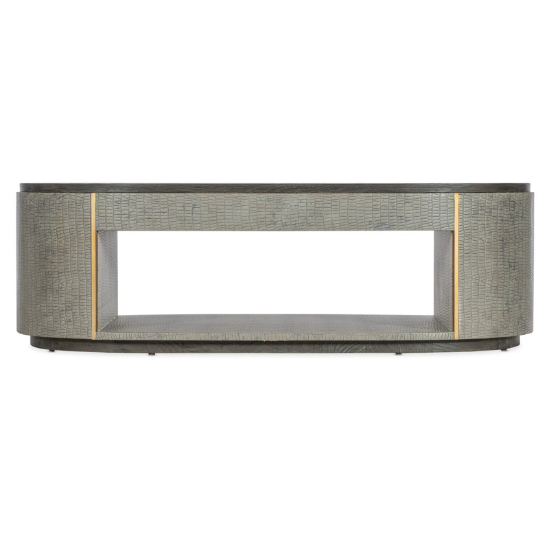 Gray Oval Transitional Wood Coffee Table