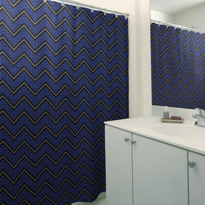 Rideau de douche simple à chevrons à la main classic, Noir