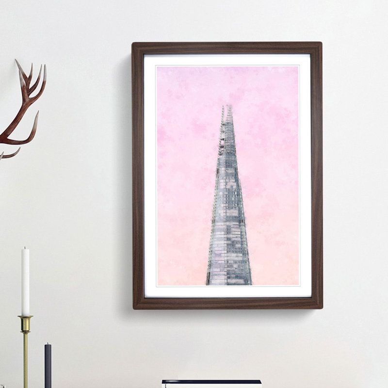 The Shard Building in London - Picture Frame Painting Print, Walnut Framed, 87cm H x 62cm W x 2cm D