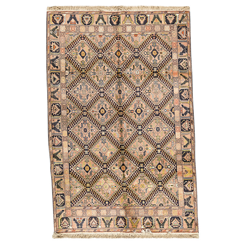 Hand Knotted Wool Area Rug in Red